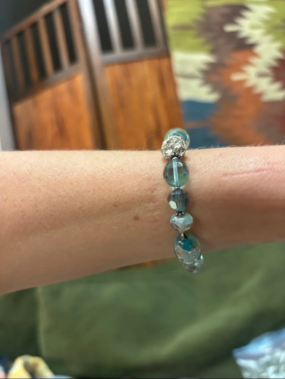 DKD Turquoise Glass Bead Bracelet with Toggle Clasp